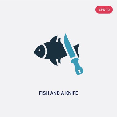 iki renk balık ve hayvanlar kavramı bir bıçak vektör simgesi. ıso