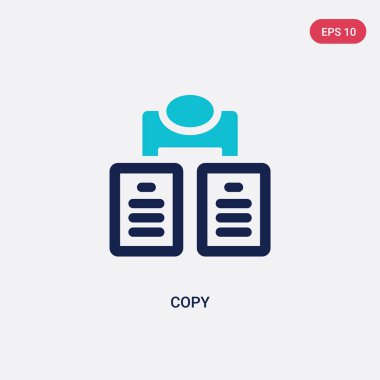 geometri kavramından iki renkli kopya vektör simgesi. izole mavi 