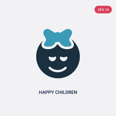 çocuklar ve bebek kavramı iki renk mutlu çocuk vektör simgesi.