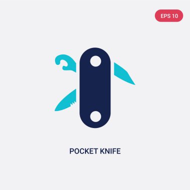 kamp konseptinden iki renkli çakı vektör simgesi. Yalıt