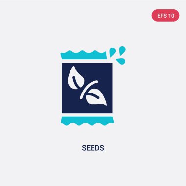 ekoloji kavramından iki renkli tohum vektör simgesi. izole mavi 