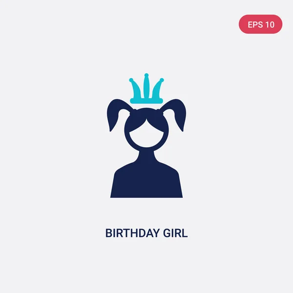 Dos color cumpleaños chica vector icono de fiesta de cumpleaños y boda — Vector de stock