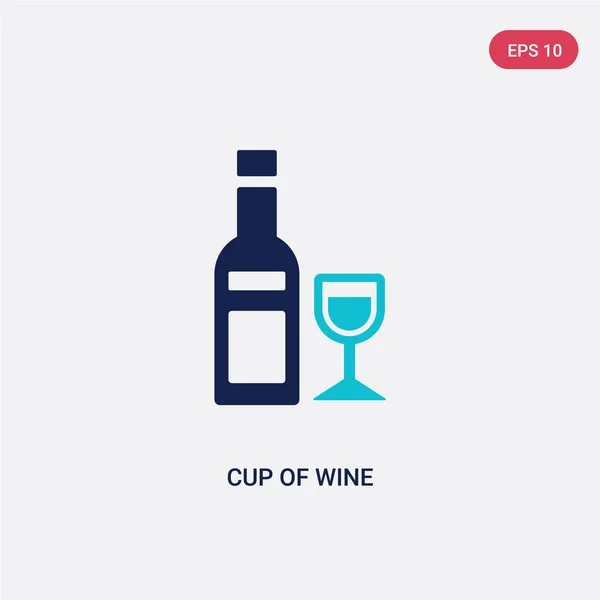 Dos taza de color del icono del vector de vino del concepto de alimentos. aislado bl — Vector de stock