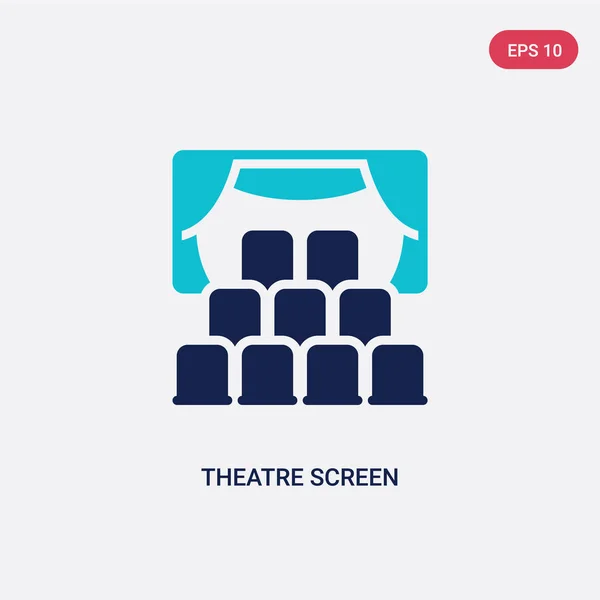 Δύο έγχρωμο εικονίδιο διάνυσμα οθόνης θέατρο από την ιδέα του κινηματογράφου. απομόνωση — Διανυσματικό Αρχείο