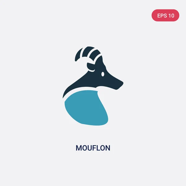 Dos color icono del vector mouflon de los animales concepto. blu aislado — Vector de stock