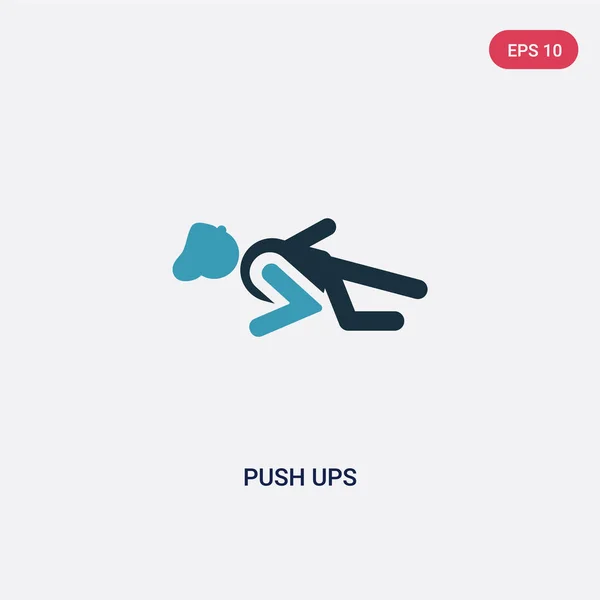 Dos colores push ups vector icono de concepto de la gente. blu aislado — Vector de stock