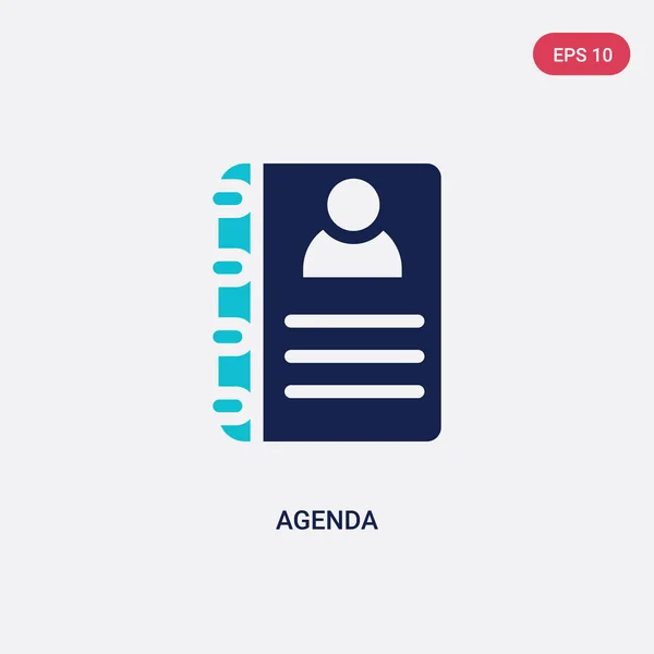 Dos iconos de vectores de agenda de color del concepto hotel. aislado azul a — Vector de stock