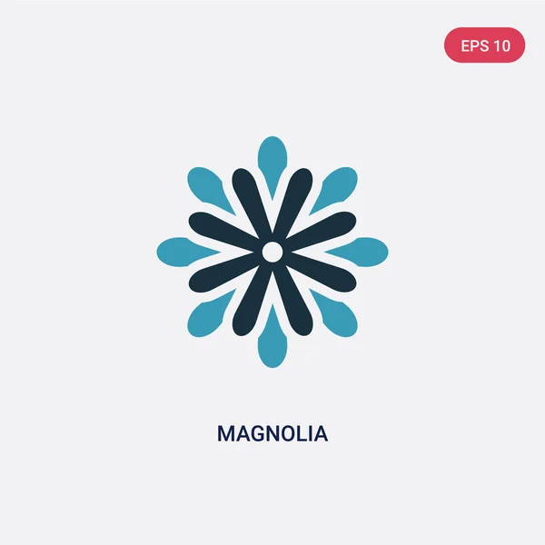 Dos magnolia color vector icono de concepto de la naturaleza. blu aislado — Vector de stock