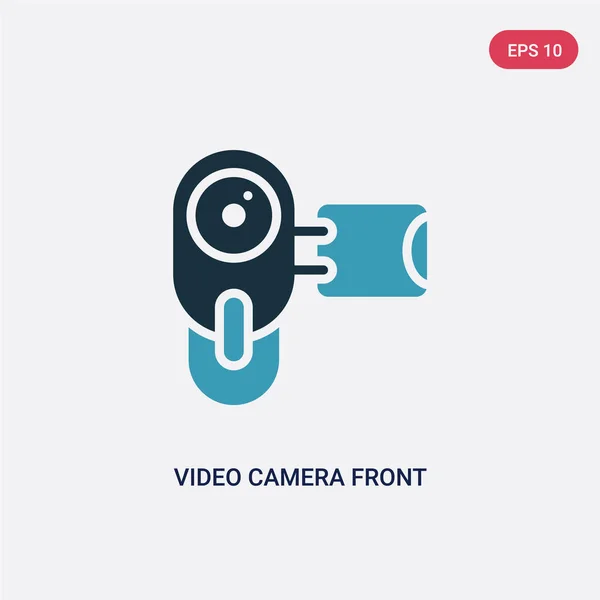 Two color video camera front view vector icon from technology co — Stock Vector