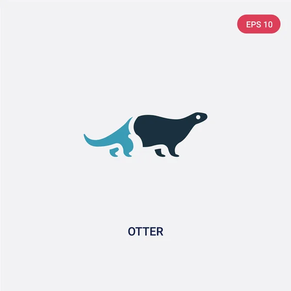 Icono de vector de nutria de dos colores del concepto de animales. azul aislado — Vector de stock