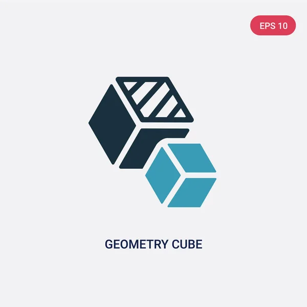 Deux couleur géométrie cube vecteur icône de formes concept. isolat — Image vectorielle