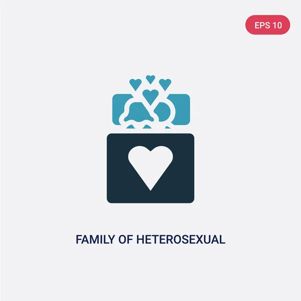 Due famiglia di colori di coppia eterosessuale icona vettoriale da persone — Vettoriale Stock