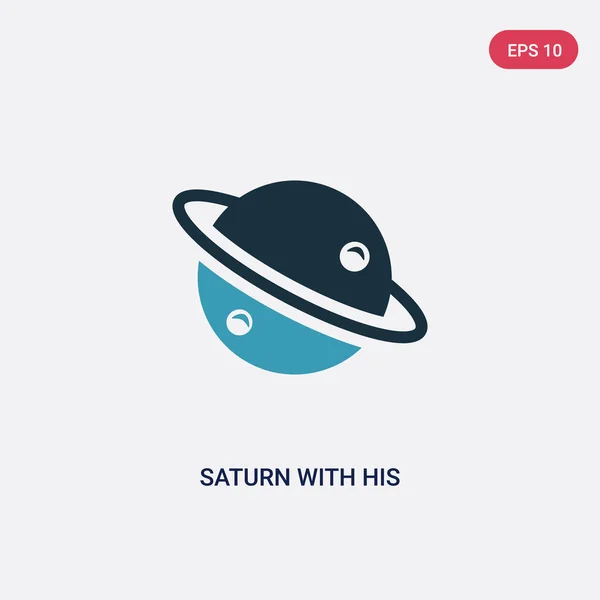 Saturno de dos colores con su icono de vector de anillo de concepto de la naturaleza . — Vector de stock