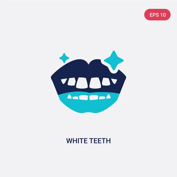 Twee kleur witte tanden vector pictogram van tandarts concept. Geïsoleerd — Stockvector