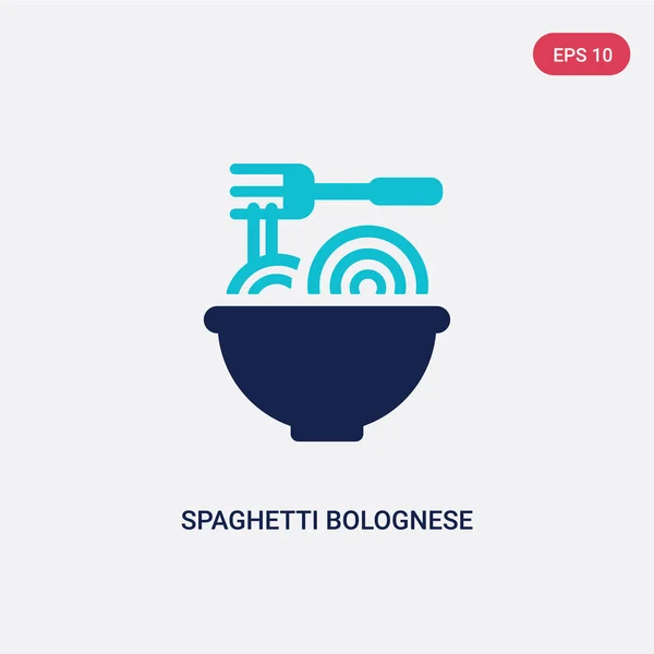 Deux couleurs spaghetti bolognaise icône vectorielle de bistro et restau — Image vectorielle