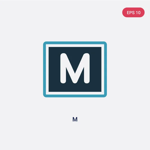 Dos color m vector icono de concepto de señalización. azul aislado m — Vector de stock