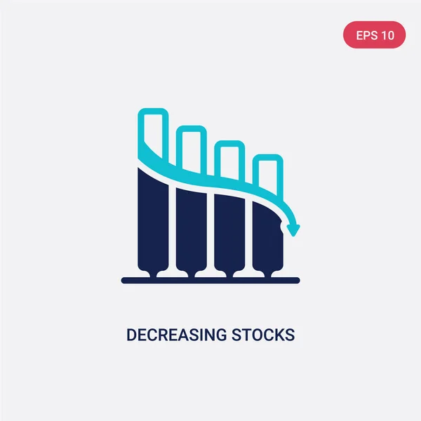 Zwei Farben abnehmende Aktien Balken Grafik-Vektor-Symbol von Busine — Stockvektor