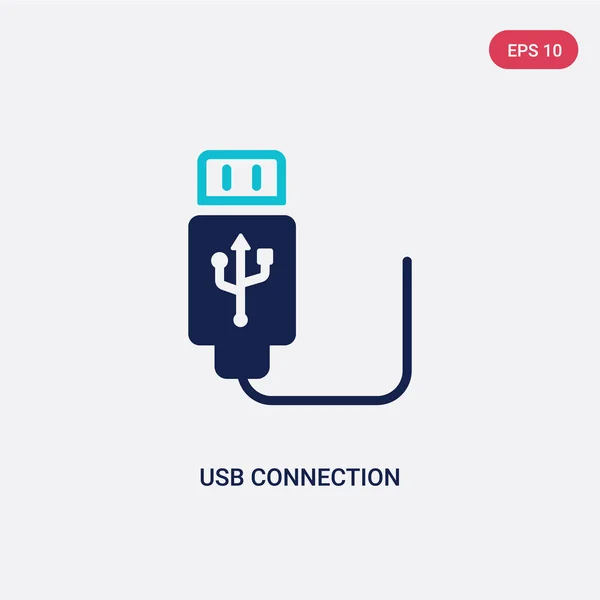 Twee kleuren USB-verbindings vector pictogram van elektronische spullen vulling — Stockvector