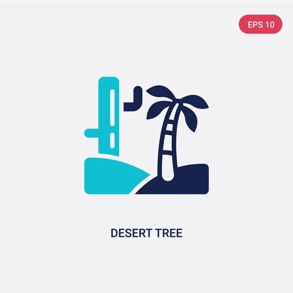 Icono del vector del árbol del desierto de dos colores del concepto del desierto. aislado — Vector de stock