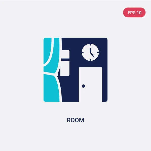 Icône vectorielle de chambre à deux couleurs du concept de nettoyage. bleu isolé — Image vectorielle