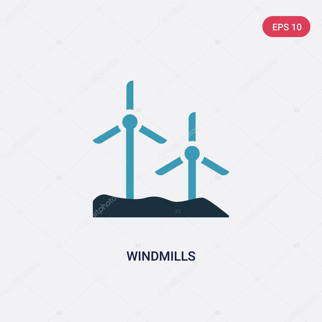 two color windmills vector icon from tools and utensils concept.