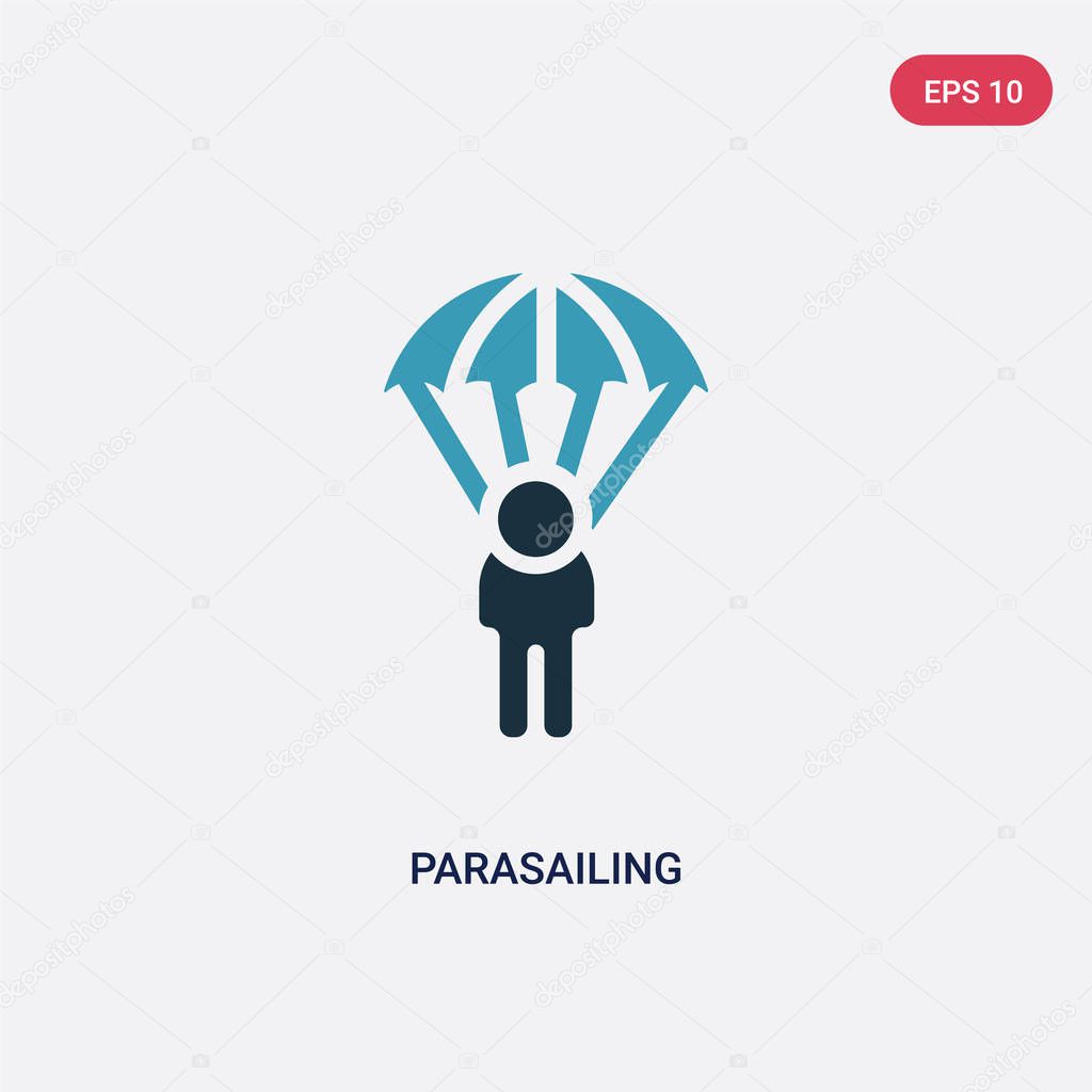 two color parasailing vector icon from travel concept. isolated 