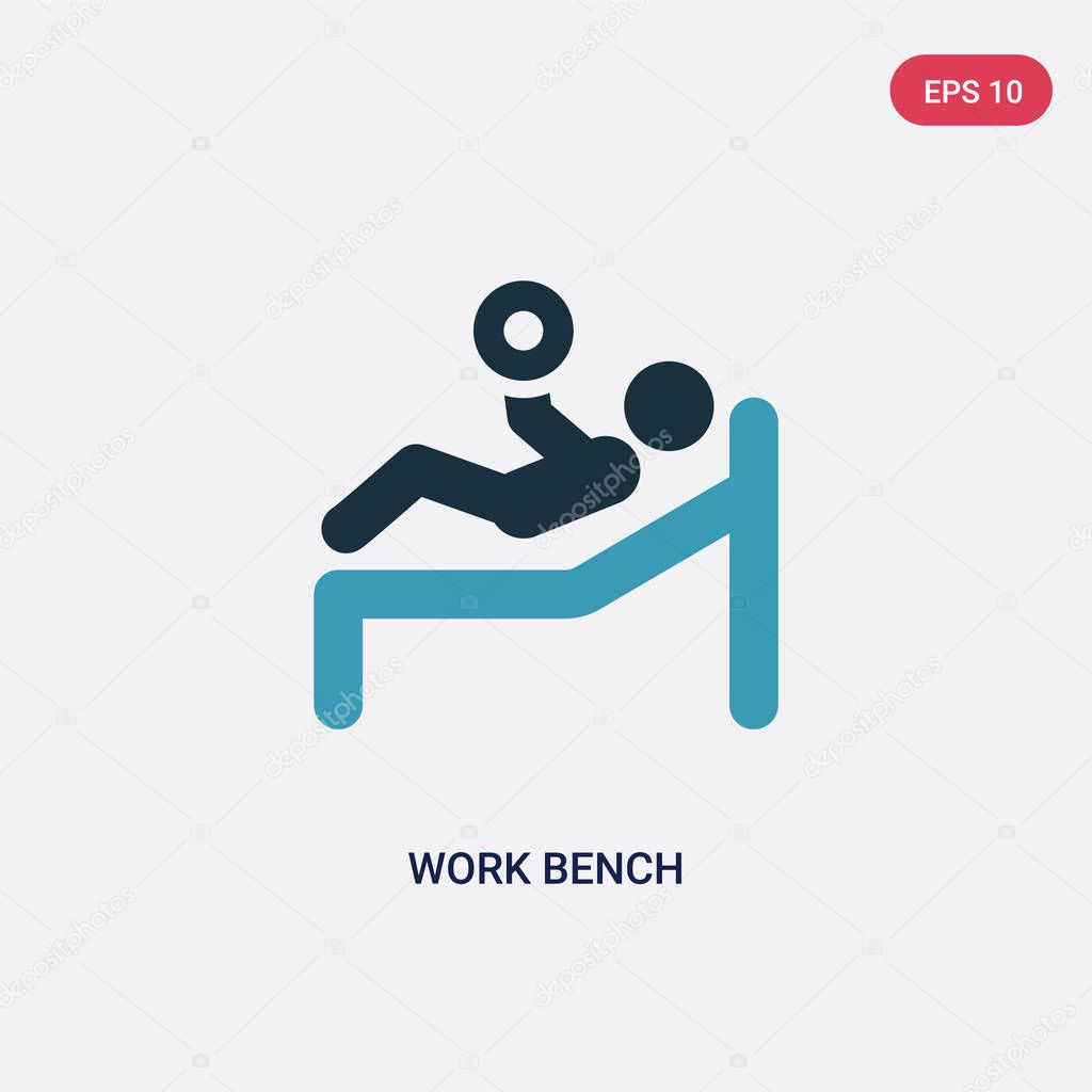 Two color work bench vector icon from sports concept. isolated blue work bench vector sign symbol can be use for web, mobile and logo. eps 10
