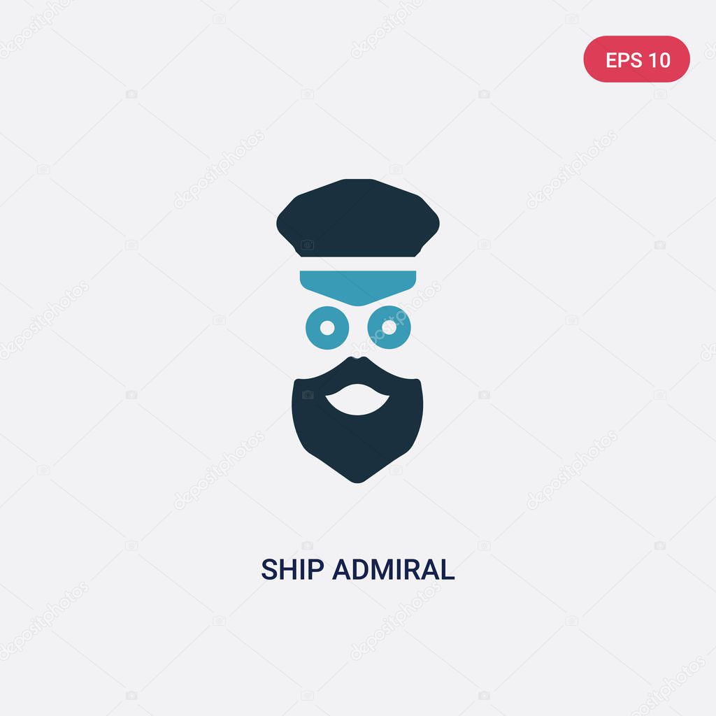two color ship admiral vector icon from nautical concept. isolat