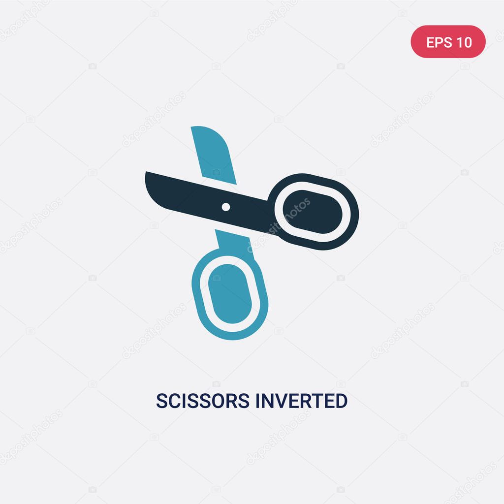 two color scissors inverted view vector icon from tools and uten