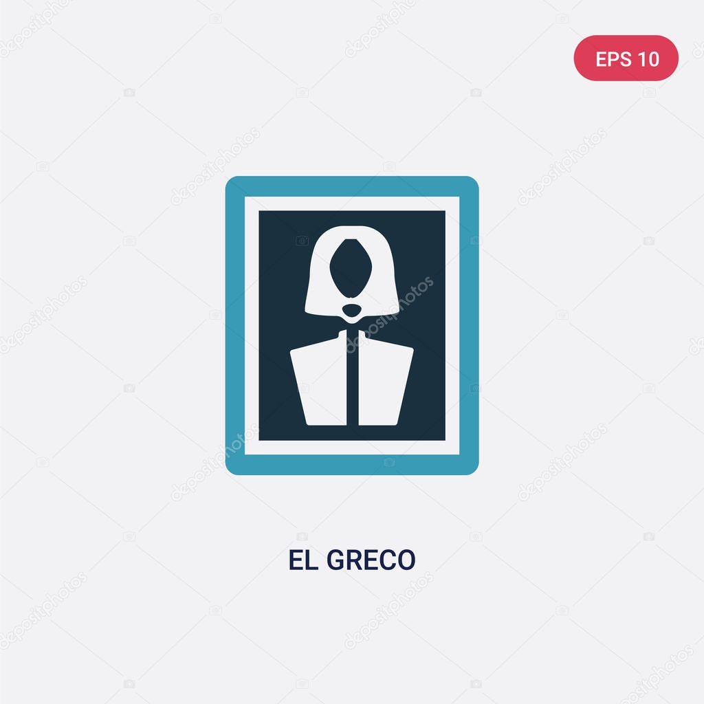 two color el greco vector icon from museum concept. isolated blu