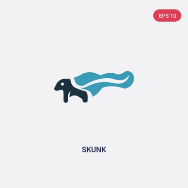 two color skunk vector icon from animals concept. isolated blue 