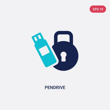 gdpr kavramından iki renkli pendrive vektör simgesi. izole mavi 