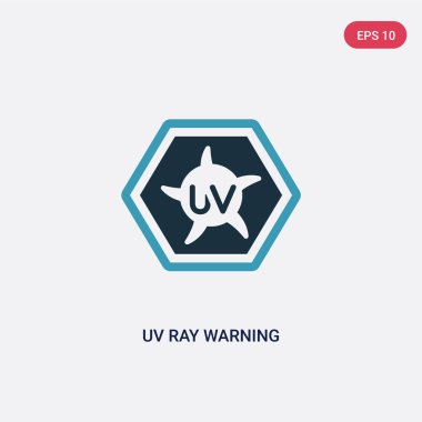işaretler kavramından iki renkli uv ışını uyarı vektör simgesi. Yalıt