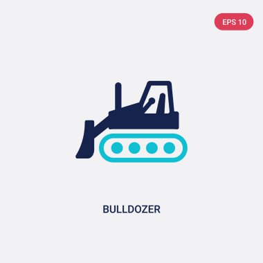 inşaat konseptinden iki renkli buldozer vektör simgesi. ısola