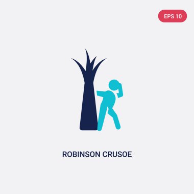 two color robinson crusoe vector icon from literature concept. i clipart
