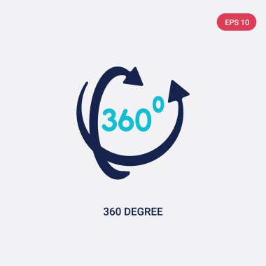 artırılmış gerçeklik kavramından iki renk 360 derece vektör simgesi.