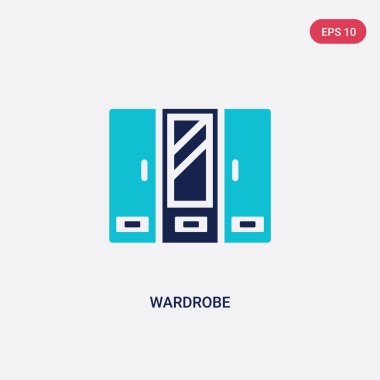 mobilya kavramından iki renkli gardırop vektör simgesi. Izole 