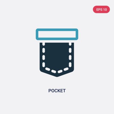 dikiş kavramından iki renkli cep vektör simgesi. izole mavi poc