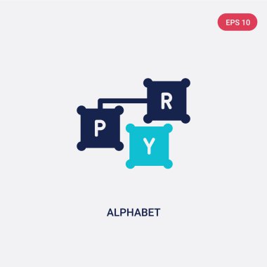 eğitim den iki renkli alfabe vektör simgesi 2 kavram. Yalıt