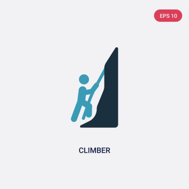 spor ve rekabet concep iki renkli dağcı vektör simgesi