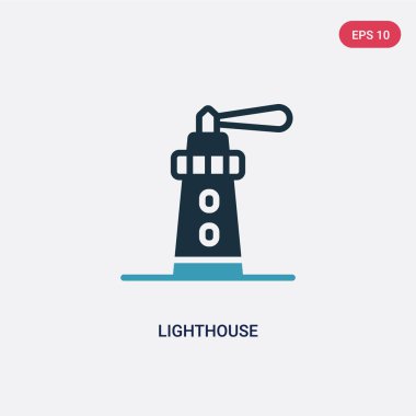 deniz kavramından iki renkli deniz feneri vektör simgesi. Izole