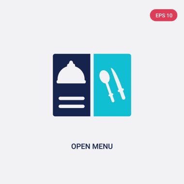 two color open menu vector icon from bistro and restaurant conce