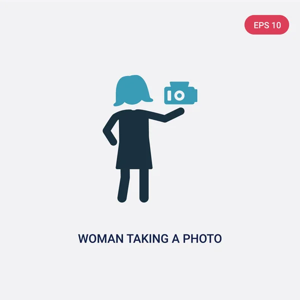 Mujer de dos colores tomando un icono de vector de fotos del concepto de la gente . — Vector de stock