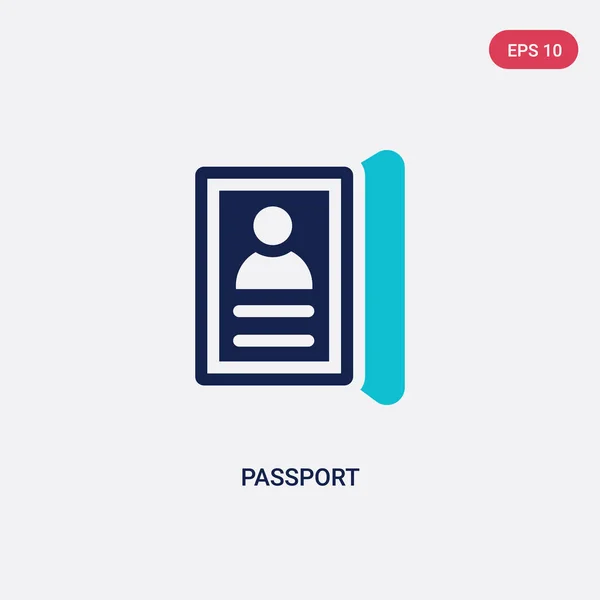 Två Color Passport Vector-ikonen från hotell konceptet. isolerad blå — Stock vektor