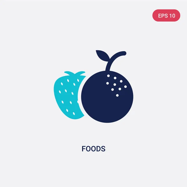 Deux aliments de couleur icône vectorielle du concept alimentaire. foo bleu isolé — Image vectorielle