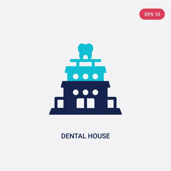 Icono de vector de casa dental de dos colores del concepto de dentista. aislar — Vector de stock