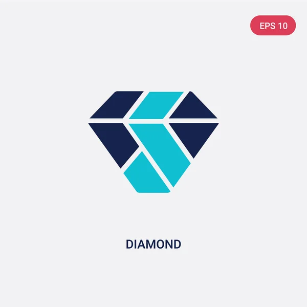 Twee kleuren Diamond vector icoon van Fashion concept. geïsoleerd Blu — Stockvector