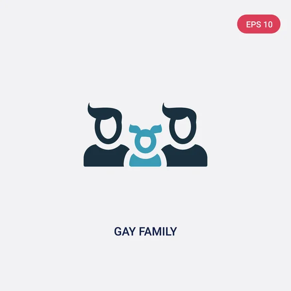 사용자 개념에서 두 가지 색상 게이 가족 벡터 아이콘입니다. 절연 블루 — 스톡 벡터