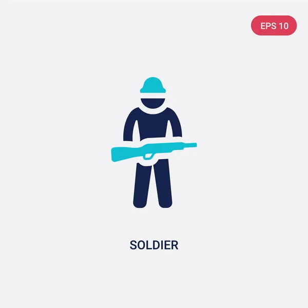 Icono vectorial soldado de dos colores del concepto del ejército. azul aislado s — Vector de stock