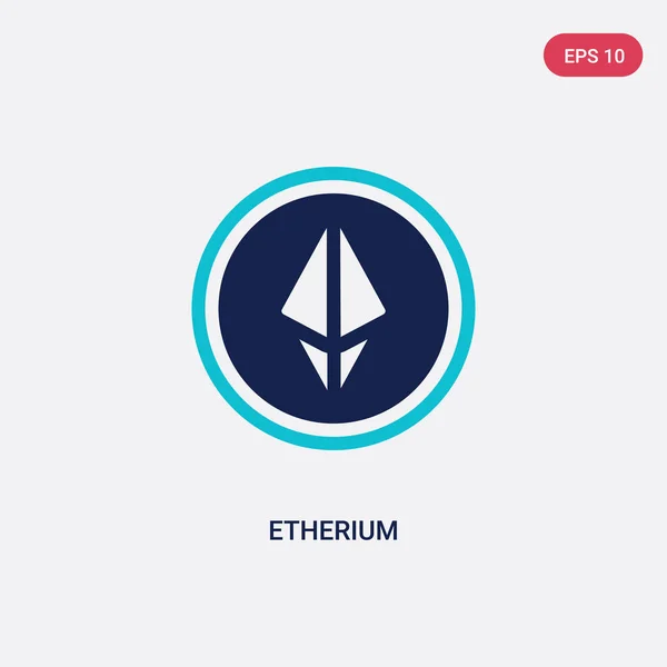 Dos color etherium vector icono de conce economía criptomoneda — Vector de stock